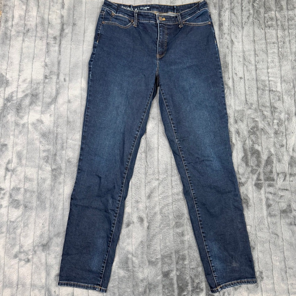 Talbots Flawless Slim Ankle Long Jeans 12 Dark Indigo Stretch Denim Pants
